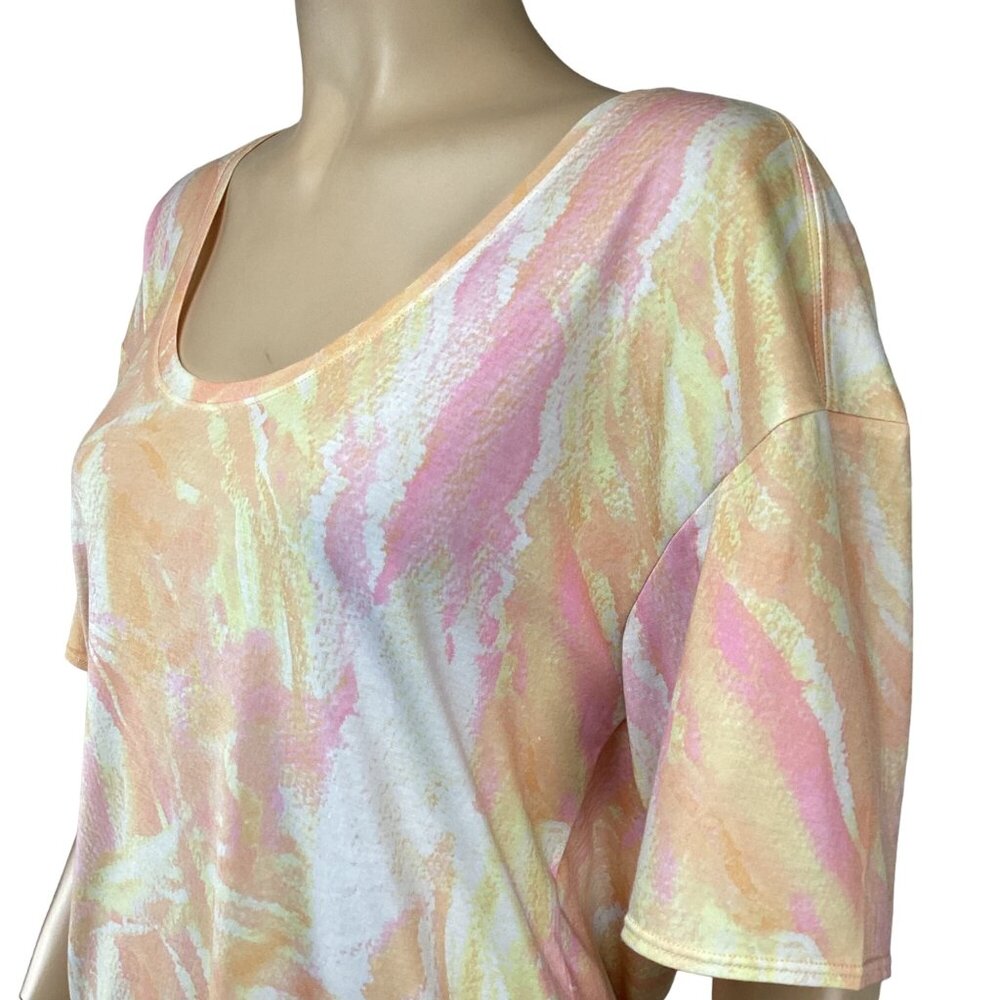Prana Women’s Polyjungle Top Size Medium Pastel Tie-Dye Loose Fit Short‎ Sleeve - Picture 6 of 8